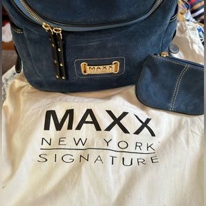 Stunning Royal Blue Suede Handbag from Maxx of New York w/ bonus coin pouch.